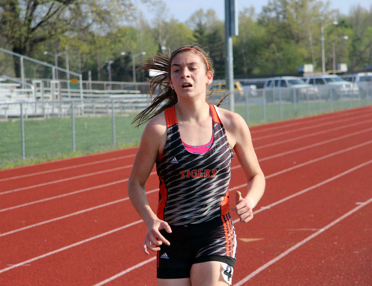 Edwardsville freshman Haley Allard competes in the 3,200-meter run Friday at the O’Fallon Invitational.
