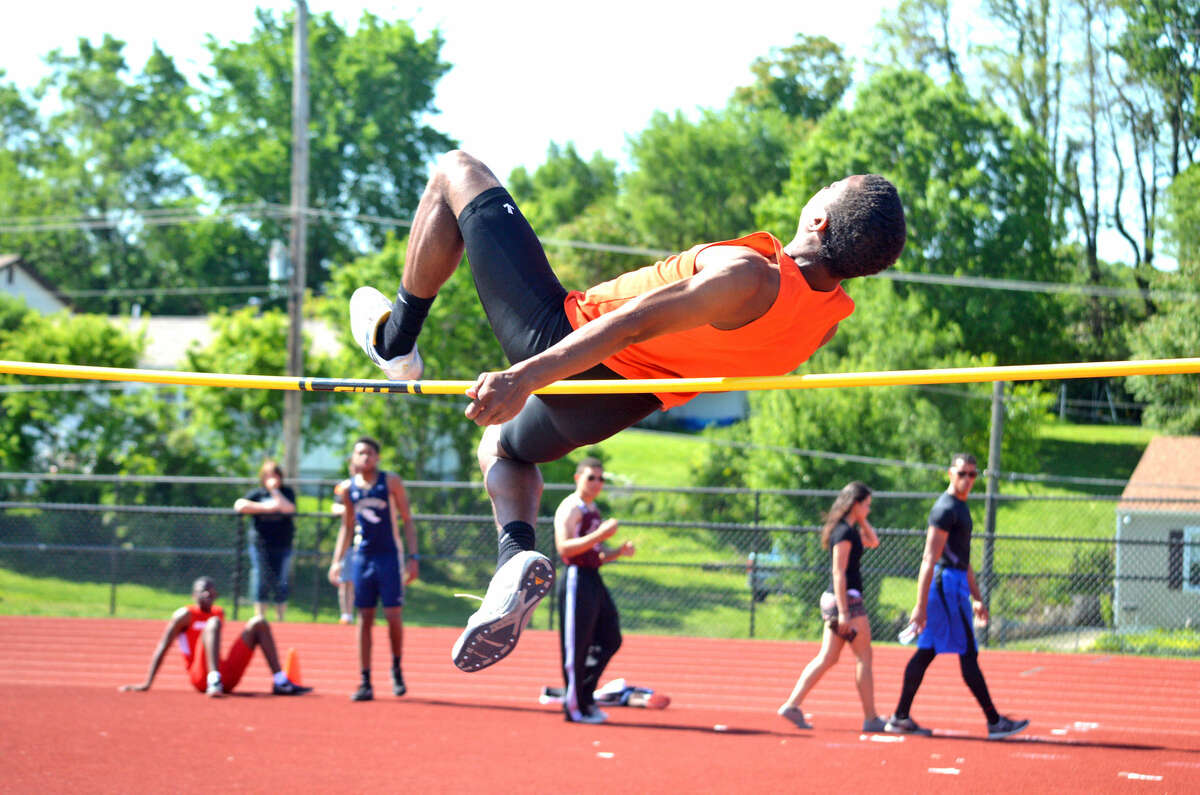 EHS freshman Kenneth Bond competes in the high jump at the Collinsville Invitational on Saturday.