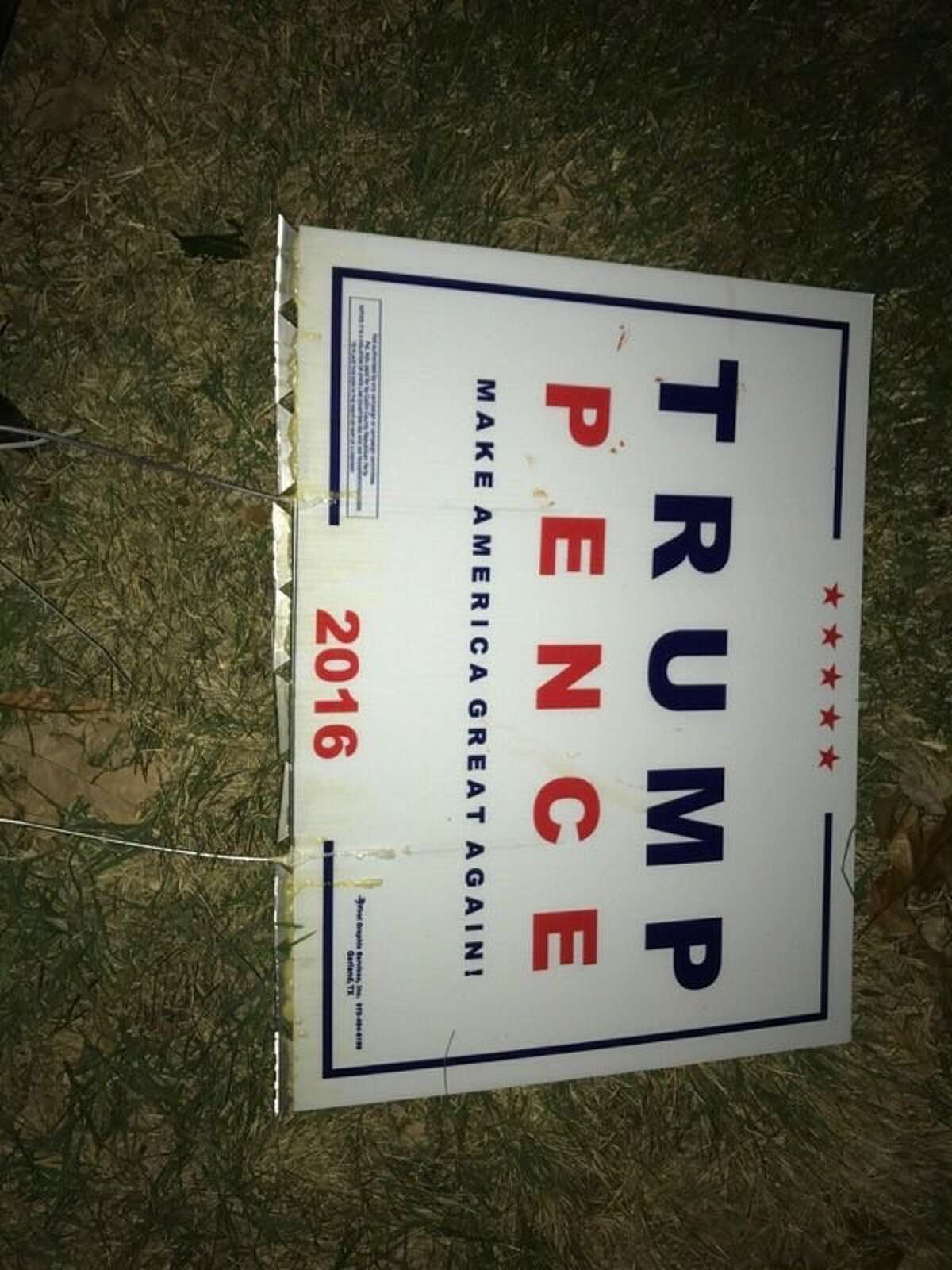 Officials in Collin County are investigating a Donald Trump campaign sign laced with razor blades found at a polling place.