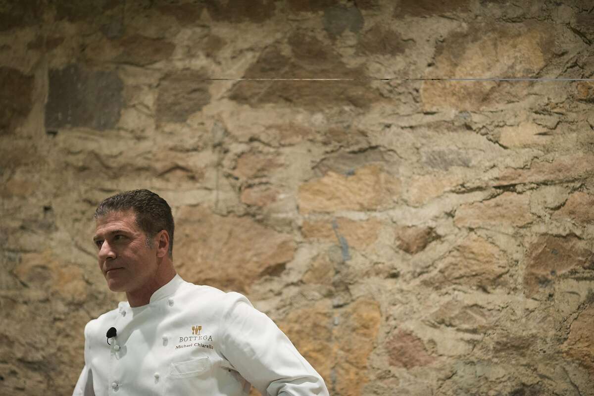 Chef Michael Chiarello stands while participating in a culinary demonstration during Flavor! Napa Valley at the Culinary Institute of America at Greystone in St. Helena, Calif. on Saturday, Nov. 23, 2013.