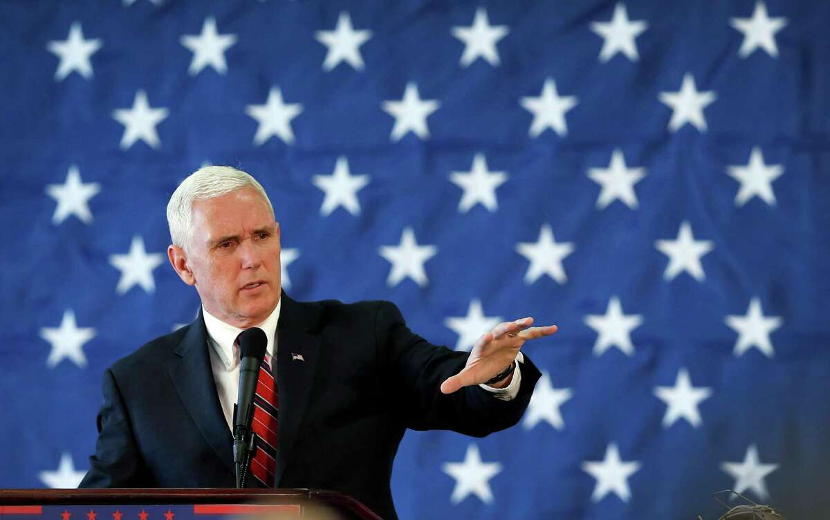 Republican vice presidential candidate, Indiana Gov. Mike Pence, speaks during a campaign rally, Thursday, Nov. 3, 2016, in Prole, Iowa. (AP Photo/Charlie Neibergall)