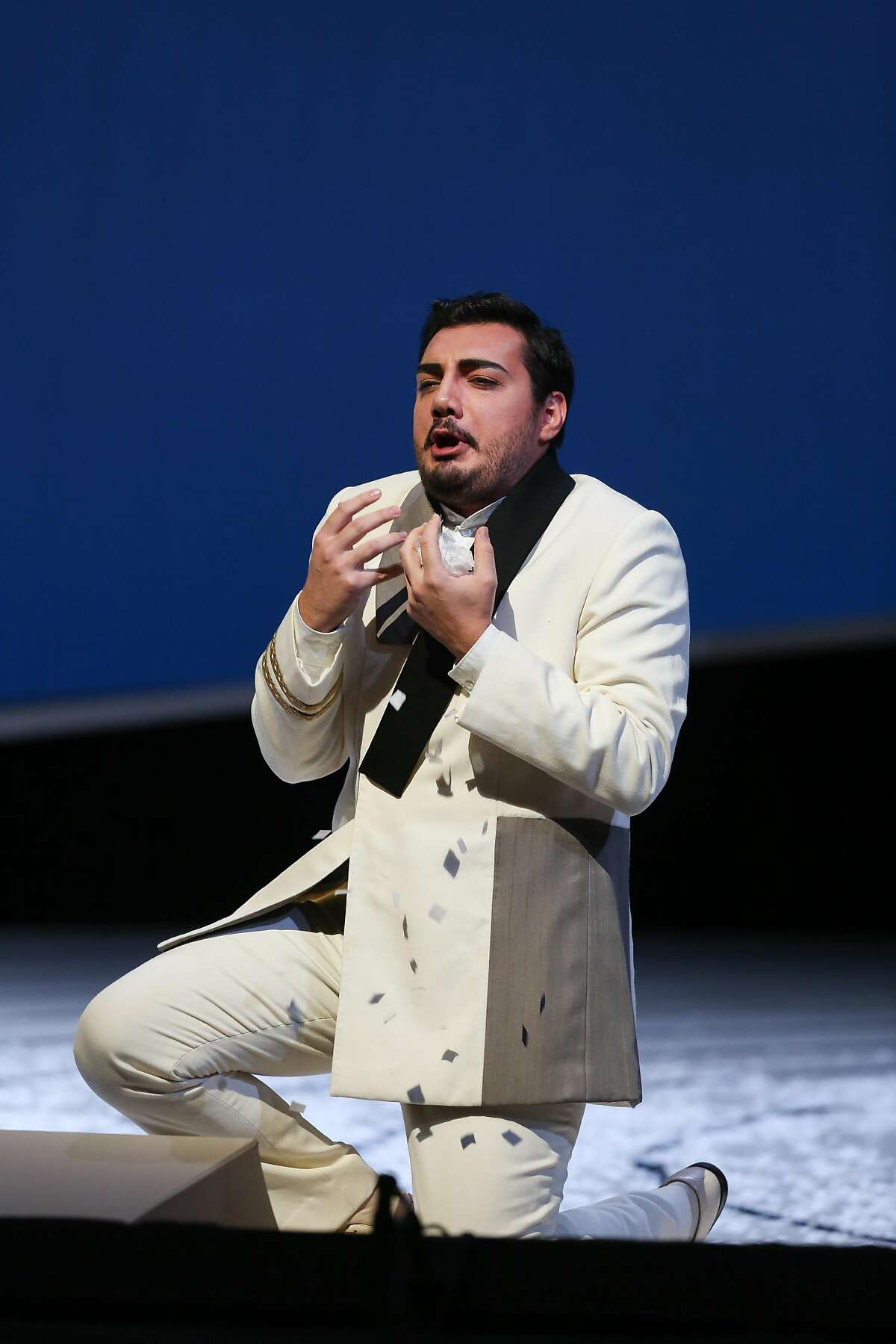 Vincenzo Costanzo as Lt. B. F. Pinkerton in SF Opera's final dress rehearsal of Puccini's "Madama Butterfly" on Thursday, Oct 3, 2016 in San Francisco, Calif.