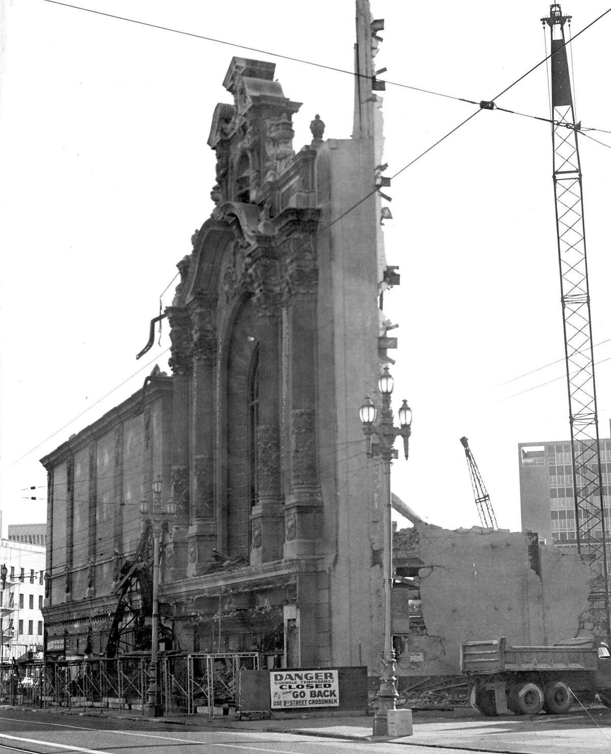 The Fox Theatre on Market Street is torn down to make way for an office building. July 26, 1963.