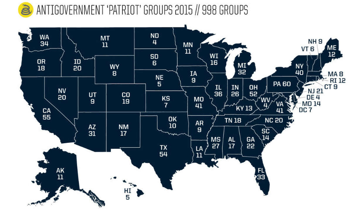 Where they are This map shows the number of antigovernment groups in the United States in 2015. Of the 998 groups, 276 were militias. In 2008, when Barack Obama was elected president, the Southern Poverty Law Center identified 42 militia groups. By 2010, the number had grown to 330. It fell to 202 in 2014 but is on the rise again.