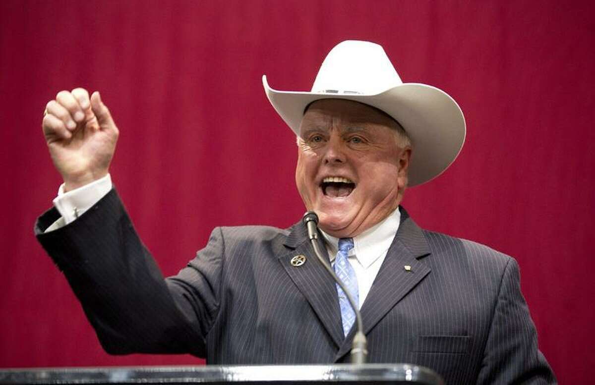 Commissioner of Agriculture elect Sid Miller addresses an audience at the GOP election night party in Austin on Tuesday, Nov. 4, 2014. (Kin Man Hui/San Antonio Express-News)