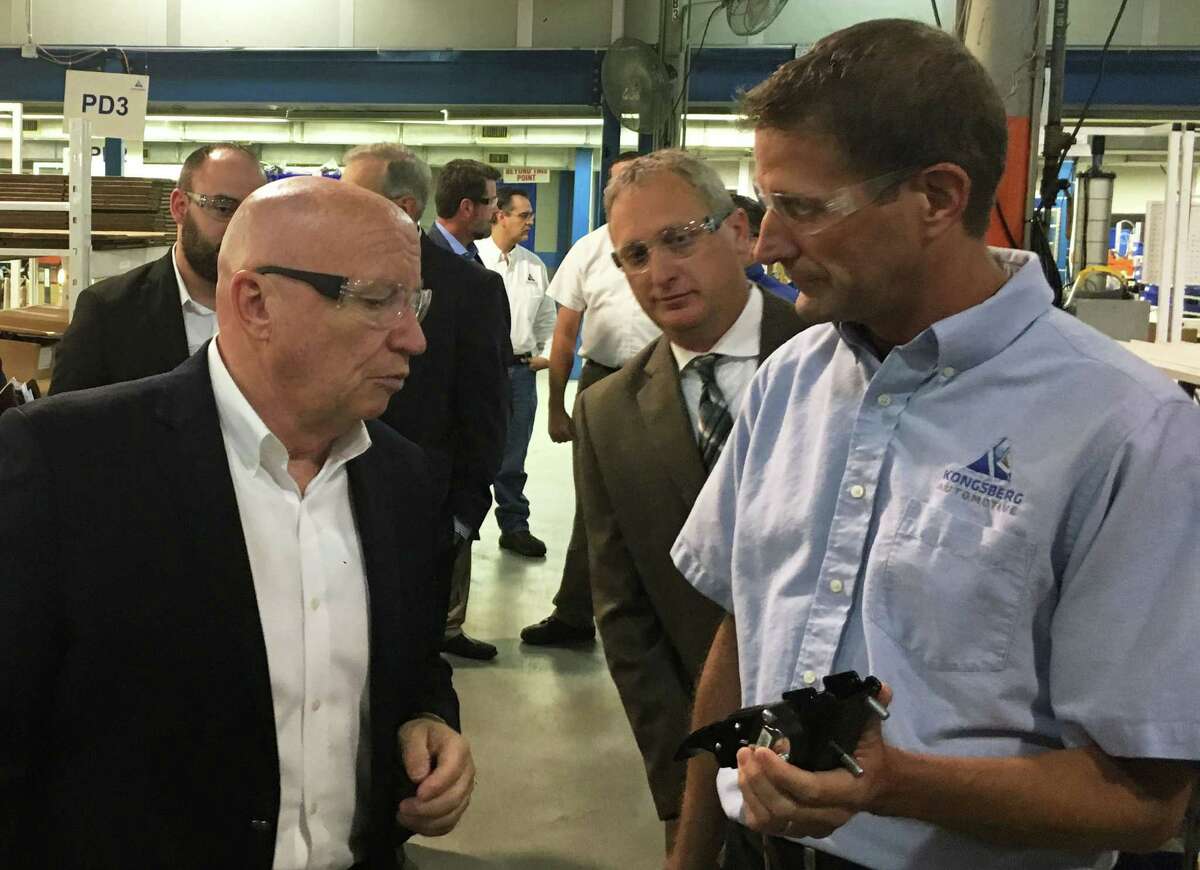 U.S. Rep. Kevin Brady, R-The Woodlands toured the Kongsberg Automotive Plant in Willis Thursday before discussing a tax reform proposal during a town hall meeting with the employees.