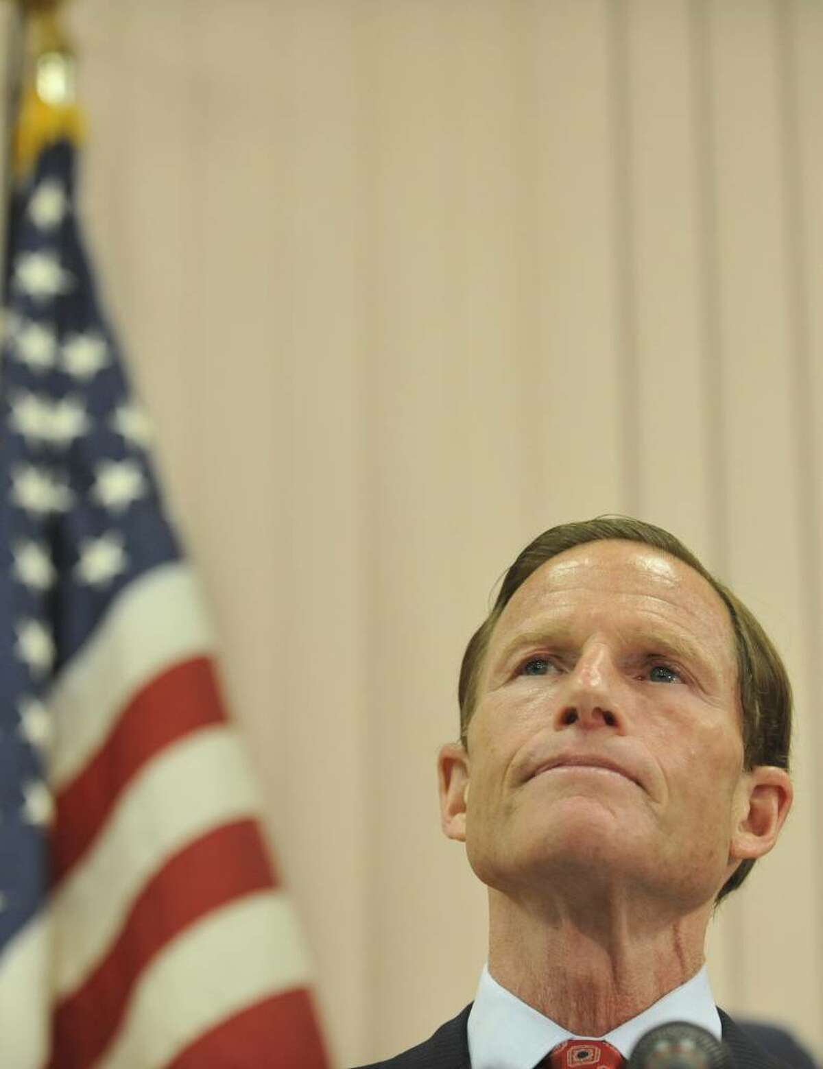Connecticut Attorney General and Democratic candidate for U.S. Senate Richard Blumenthal addresses a report that he has misstated his military service during the Vietnam War at a news conference in West Hartford, Conn., Tuesday, May 18, 2010. (AP Photo/Jessica Hill)