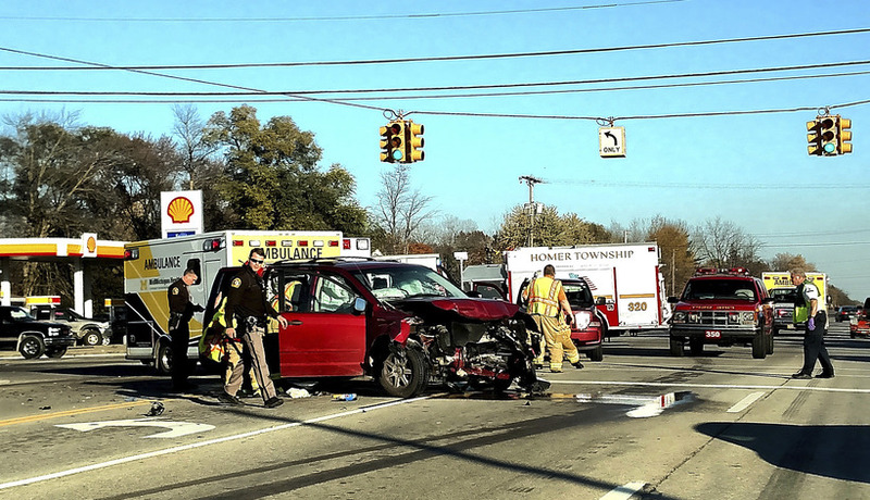 Three-vehicle crash occurs at M-20 and Meridian Road on Saturday