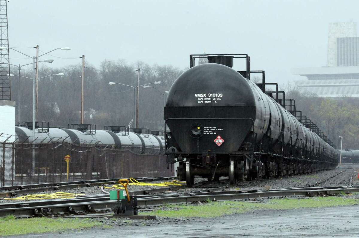 Oil train cars in the Port of Albany on Wednesday April 22, 2015 in Albany, N.Y. (Michael P. Farrell/Times Union)