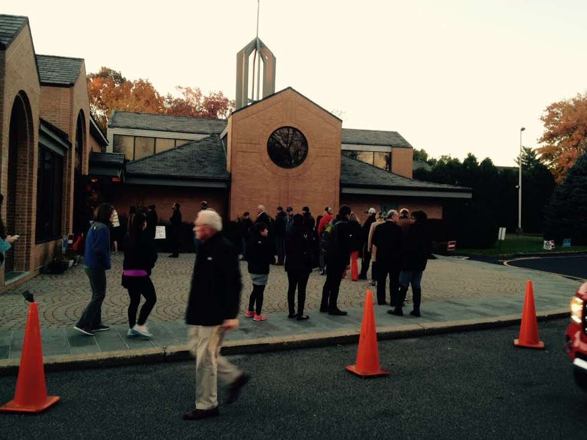 Line of voters forms early Election Day morning at Our Lady Star of The Sea church in the Shippan neighborhood of Stamford on Tuesday, Nov. 8, 2016.