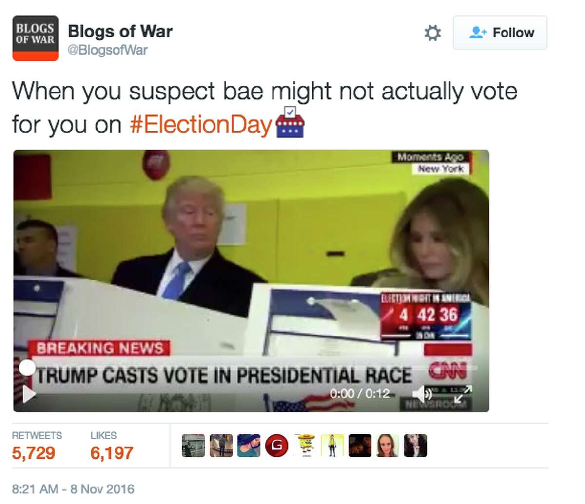 Internet mocks Trump for peering over booth at Melania while she was voting