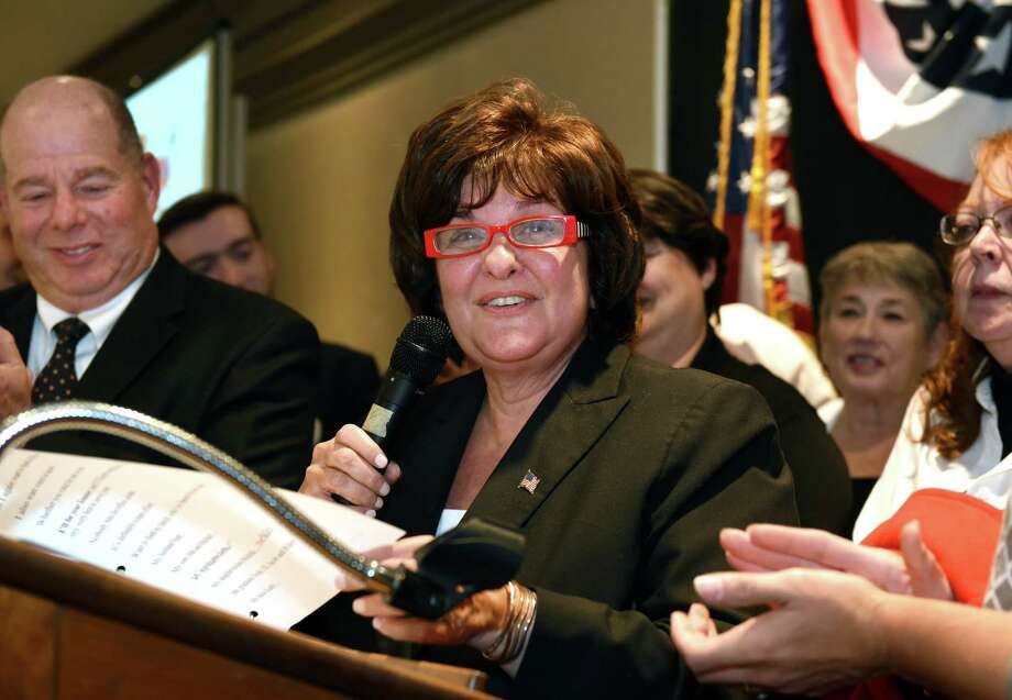State Senate candidate Kathy Marchione gives a victory speech to a the Saratoga County Republican Committee gathering Tuesday Nov. 8, 2016 in Saratoga Springs, NY.  (John Carl D'Annibale / Times Union) Photo: John Carl D'Annibale / 20038698A