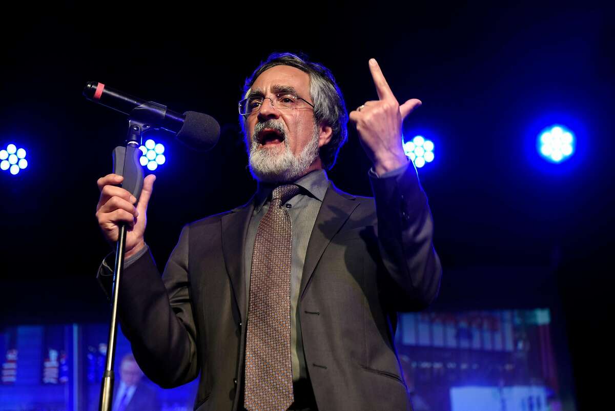 District 3 Supervisor Aaron Peskin gives a short speech after winning his race, at the Oasis Nightclub in San Francisco, CA, Tuesday, November 8, 2016.