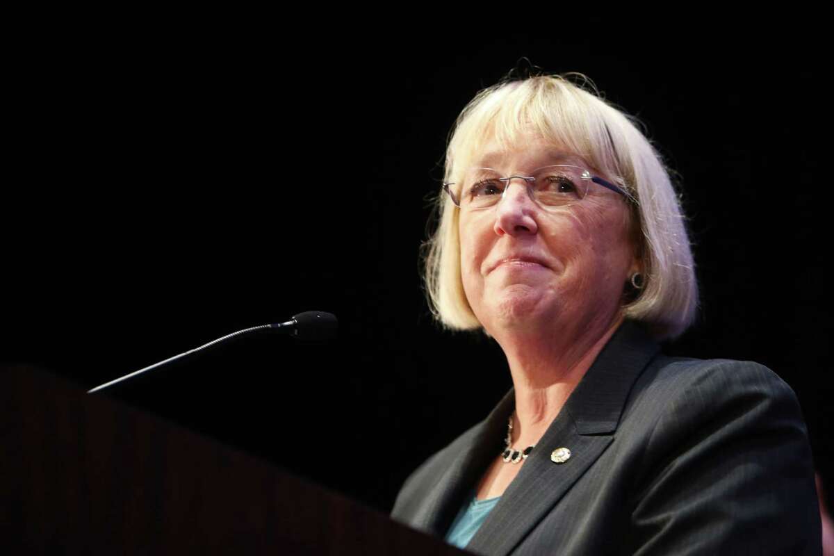 Patty Murray addresses the crowd after being re-elected U.S. Senator, at the Washington Democrats election night party on Nov. 8, 2016, at the Seattle Westin.