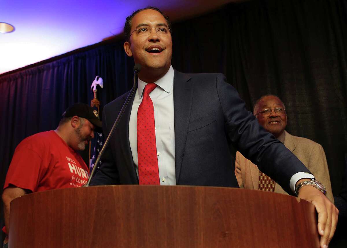 U.S. Rep. Will Hurd, R- Helotes running for Congress in District 23, talks with supporters as they watch the election results come in at the Eilan Hotel and Spa , on Tuesday Nov. 8, 2016.