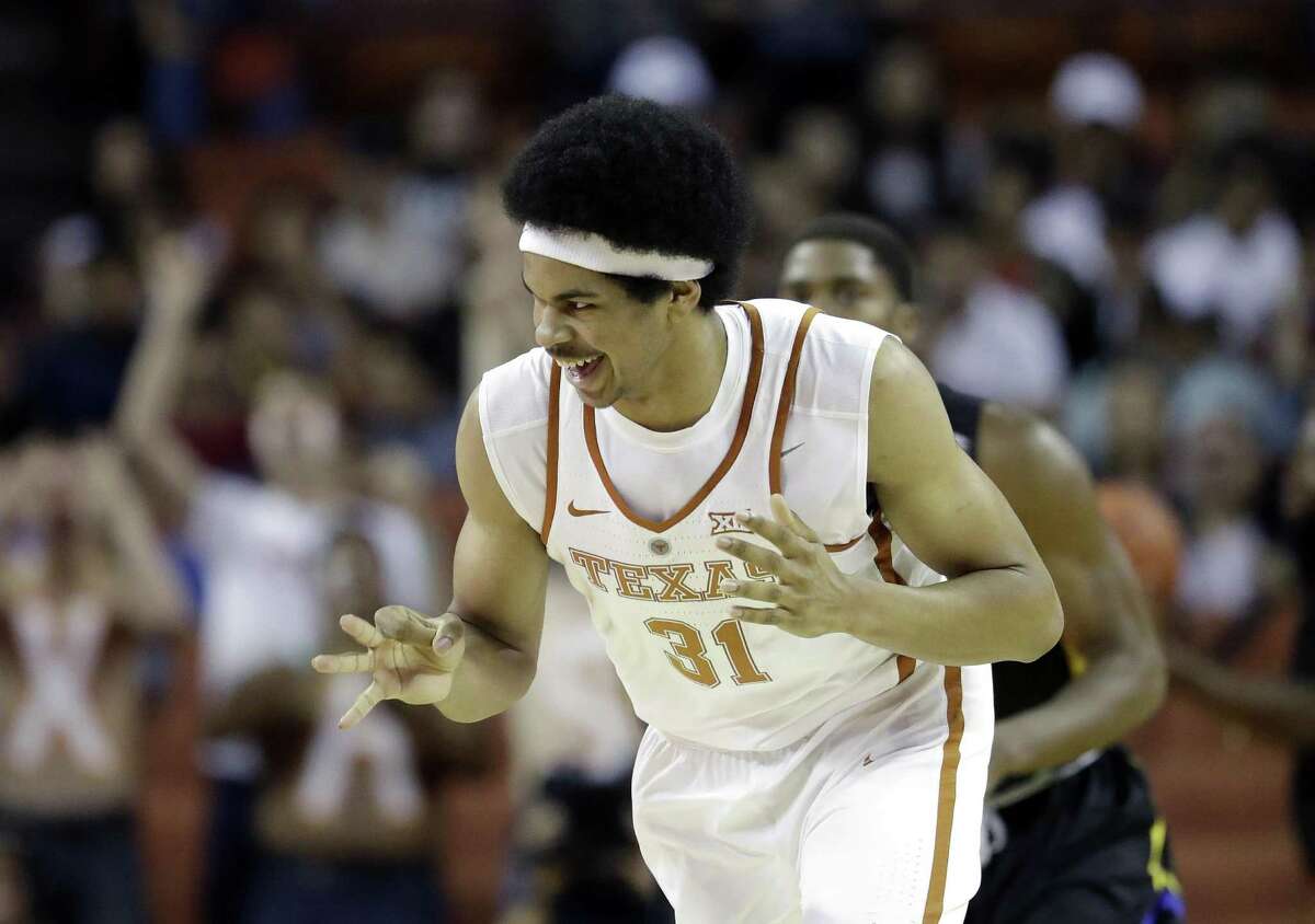 Texas’ Jarrett Allen (31) celebrates a score during the first half of an exhibition game against Angelo State on Nov. 2, 2016, in Austin.