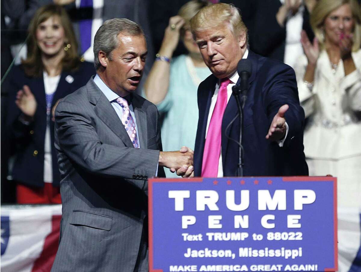 Donald Trump welcomes pro-Brexit British politician Nigel Farage to speak at a campaign rally in Jackson, Miss. Britain's vote to leave the European Union was a major shock to the global political system. But in a year of political earthquakes, it has just been trumped. Like Brexit, Donald Trump’s victory over Hillary Clinton in the U.S. presidential election was driven by voters turning against established order and mainstream politicians.