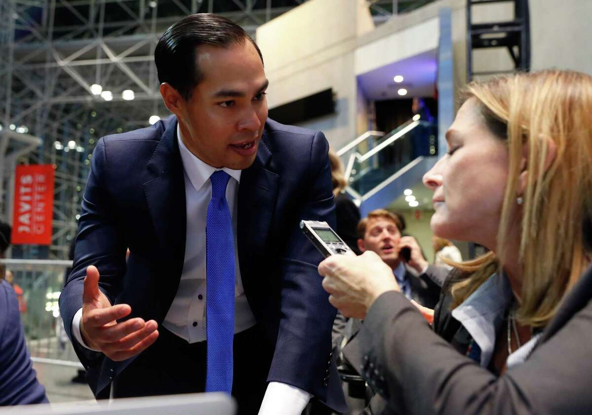 NEW YORK, NY - NOVEMBER 09: Secretary of Housing and Urban Development Julian Castro gives an interview at Democratic presidential nominee former Secretary of State Hillary Clinton's election night event at the Jacob K. Javits Convention Center November 9, 2016 in New York City. Clinton is running against Republican nominee, Donald J. Trump to be the 45th President of the United States. (Photo by Aaron P. Bernstein/Getty Images)
