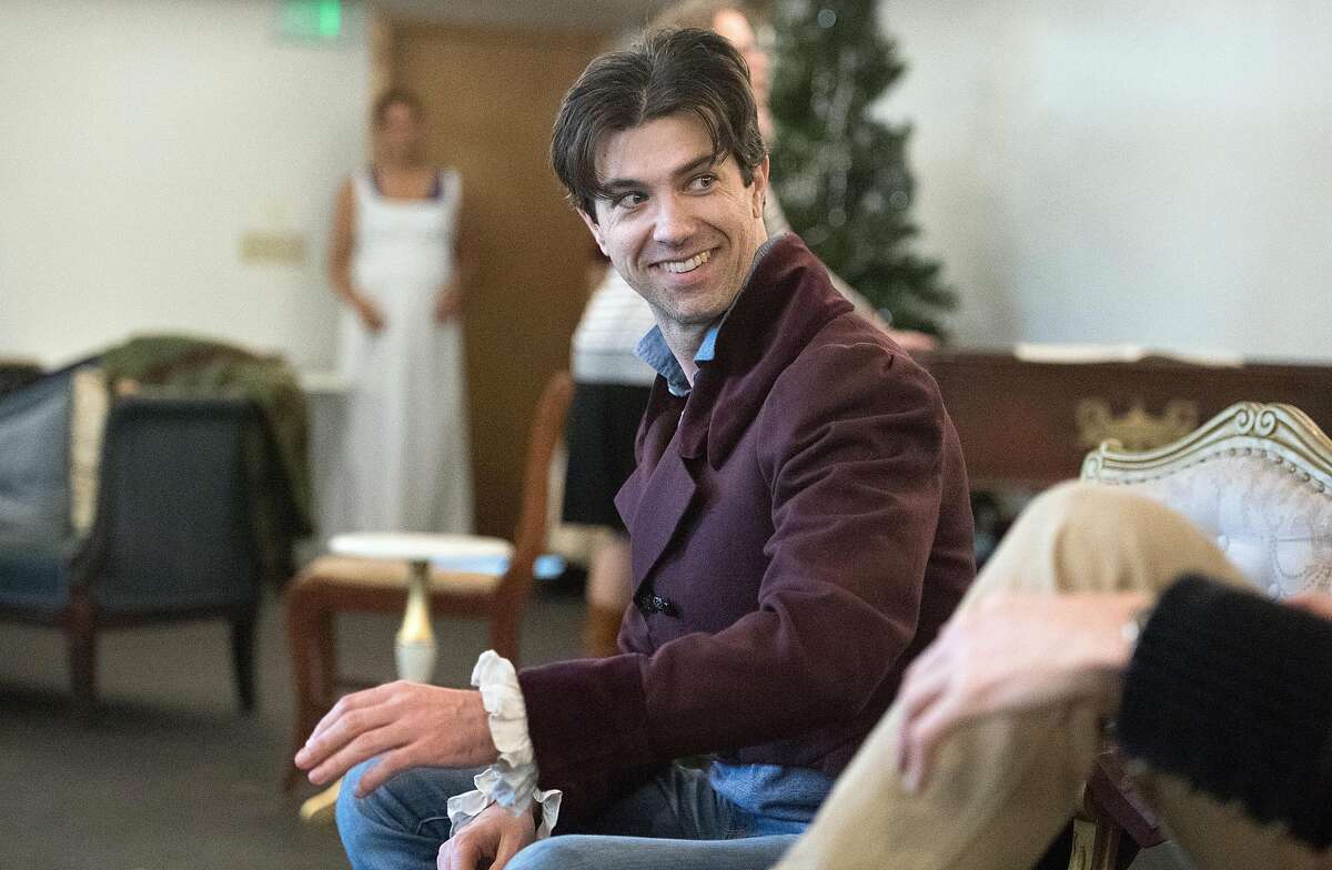 Thomas Gorrebeeck rehearses for "Miss Bennet: Christmas at Pemberley" at the Marin Theatre Company in Mill Valley, California on November 09, 2016.