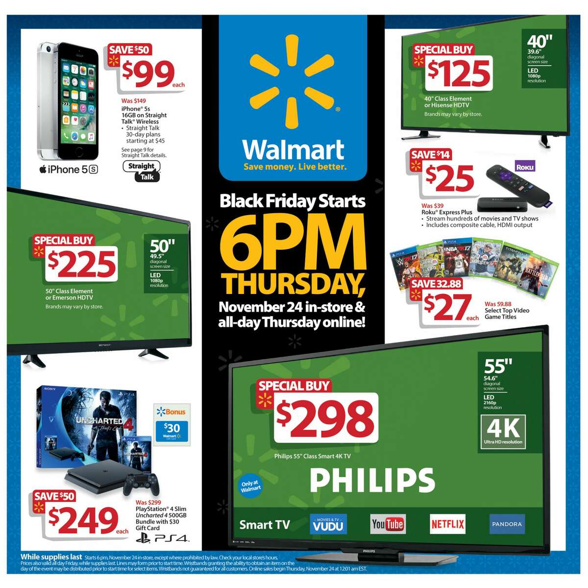 A screenshot of Walmart's Black Friday circular advertisements for 2016.