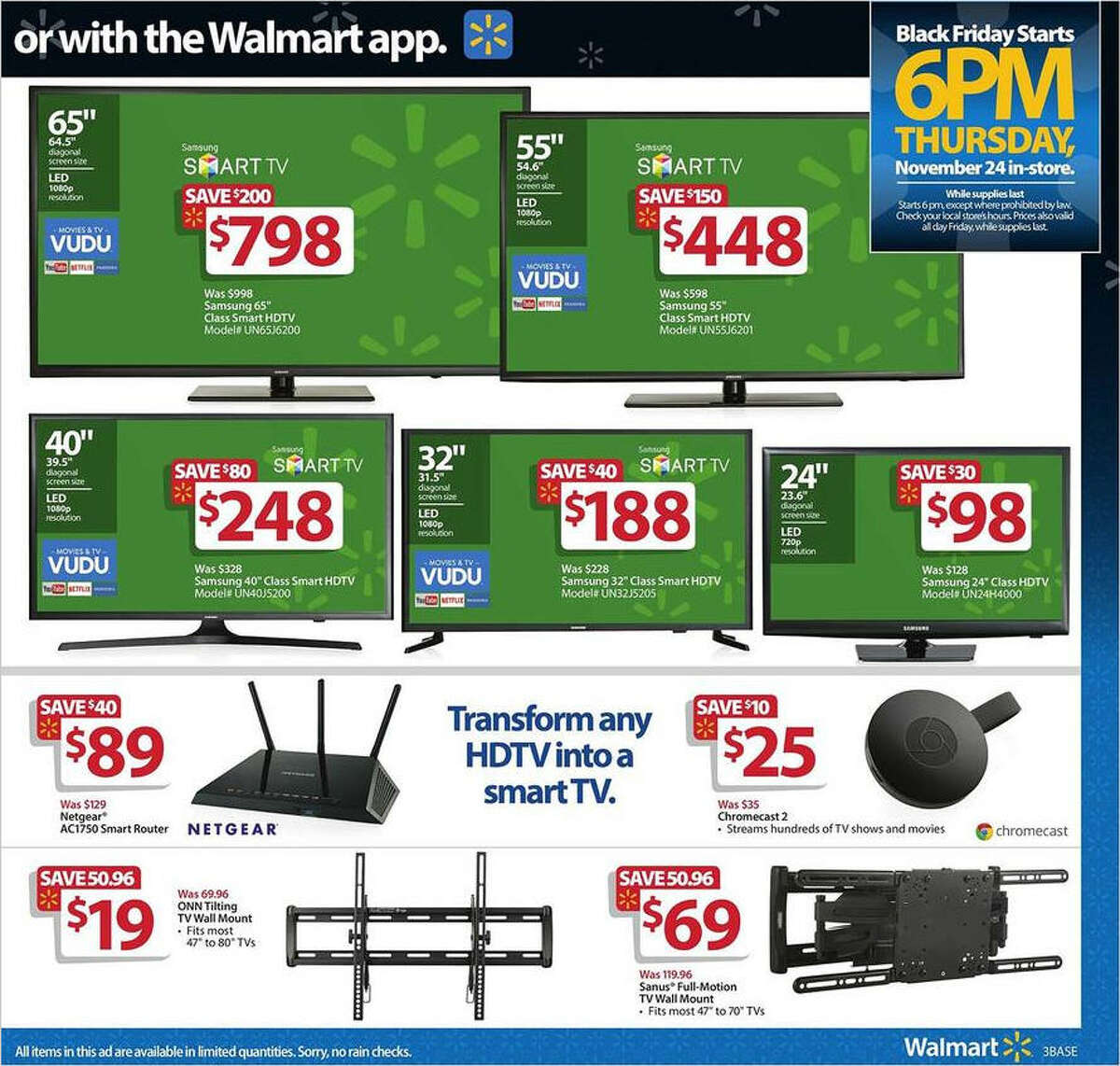 A screenshot of Walmart's Black Friday circular advertisements for 2016.