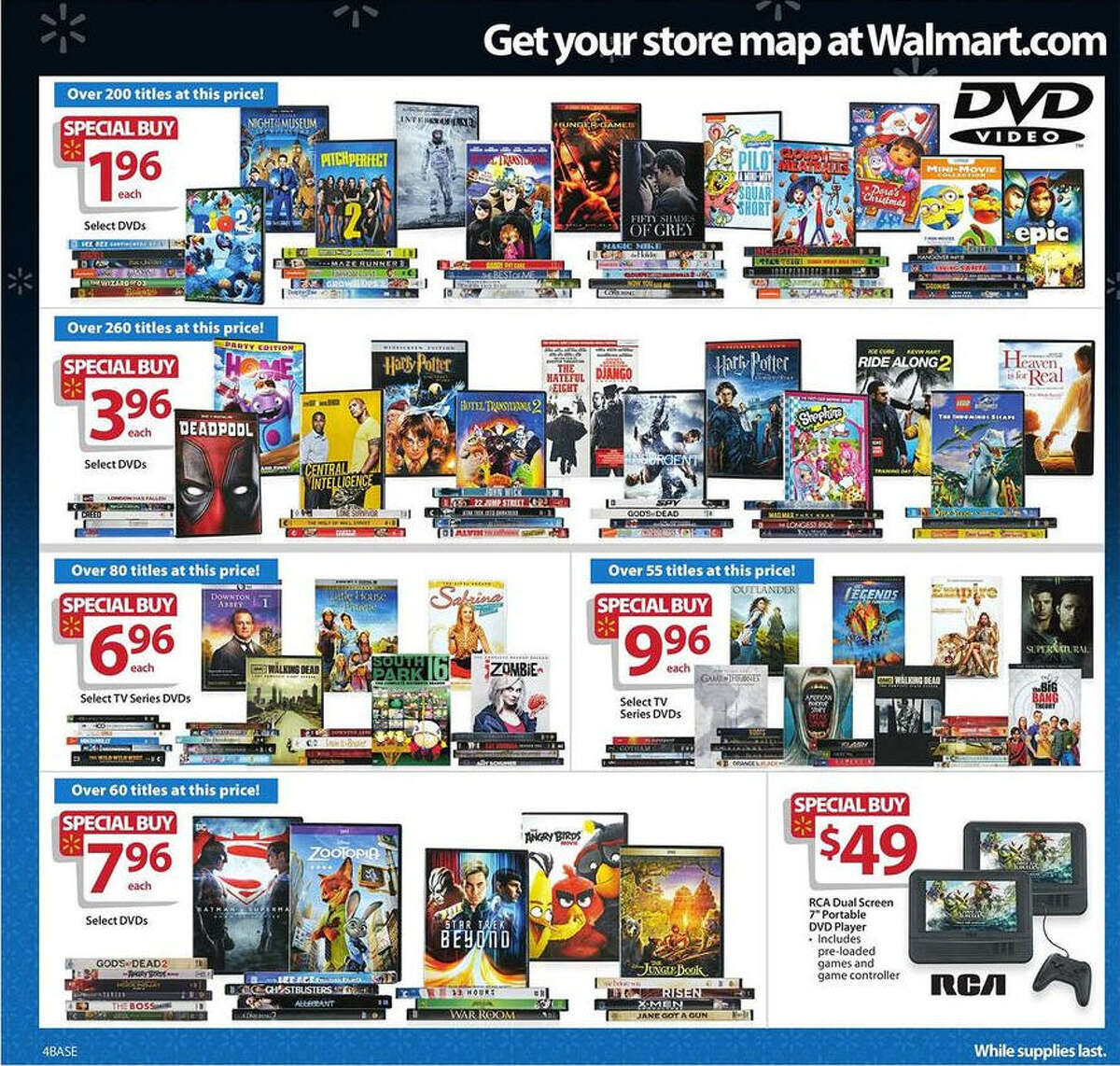 A screenshot of Walmart's Black Friday circular advertisements for 2016.