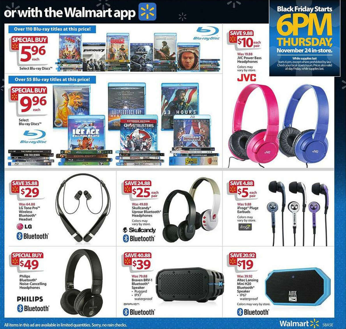 A screenshot of Walmart's Black Friday circular advertisements for 2016.