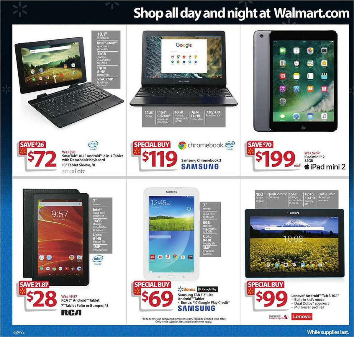 A screenshot of Walmart's Black Friday circular advertisements for 2016.