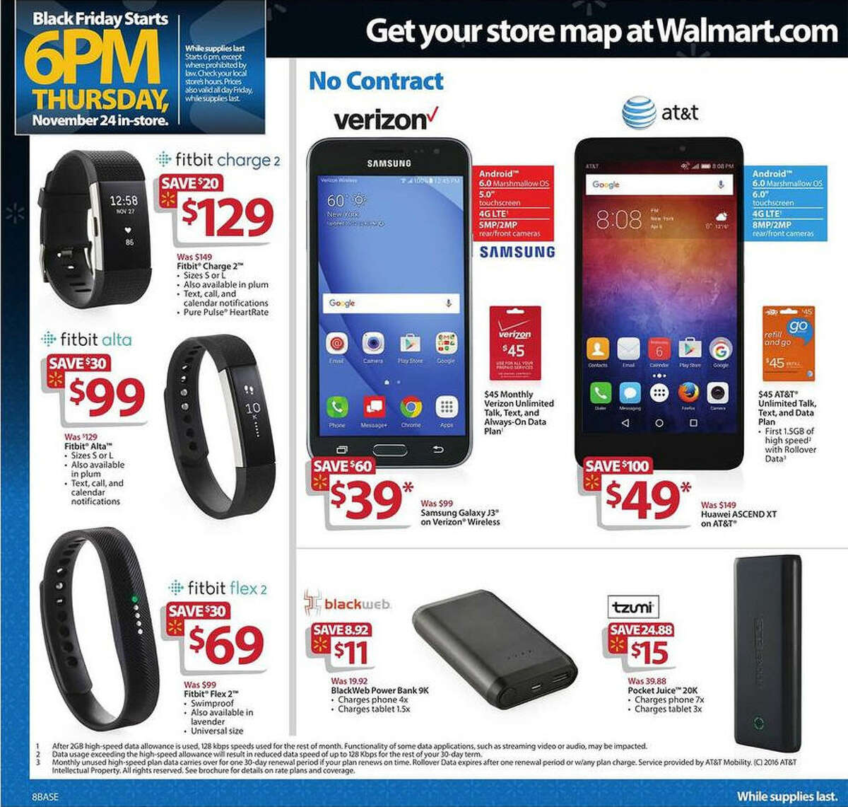 A screenshot of Walmart's Black Friday circular advertisements for 2016.