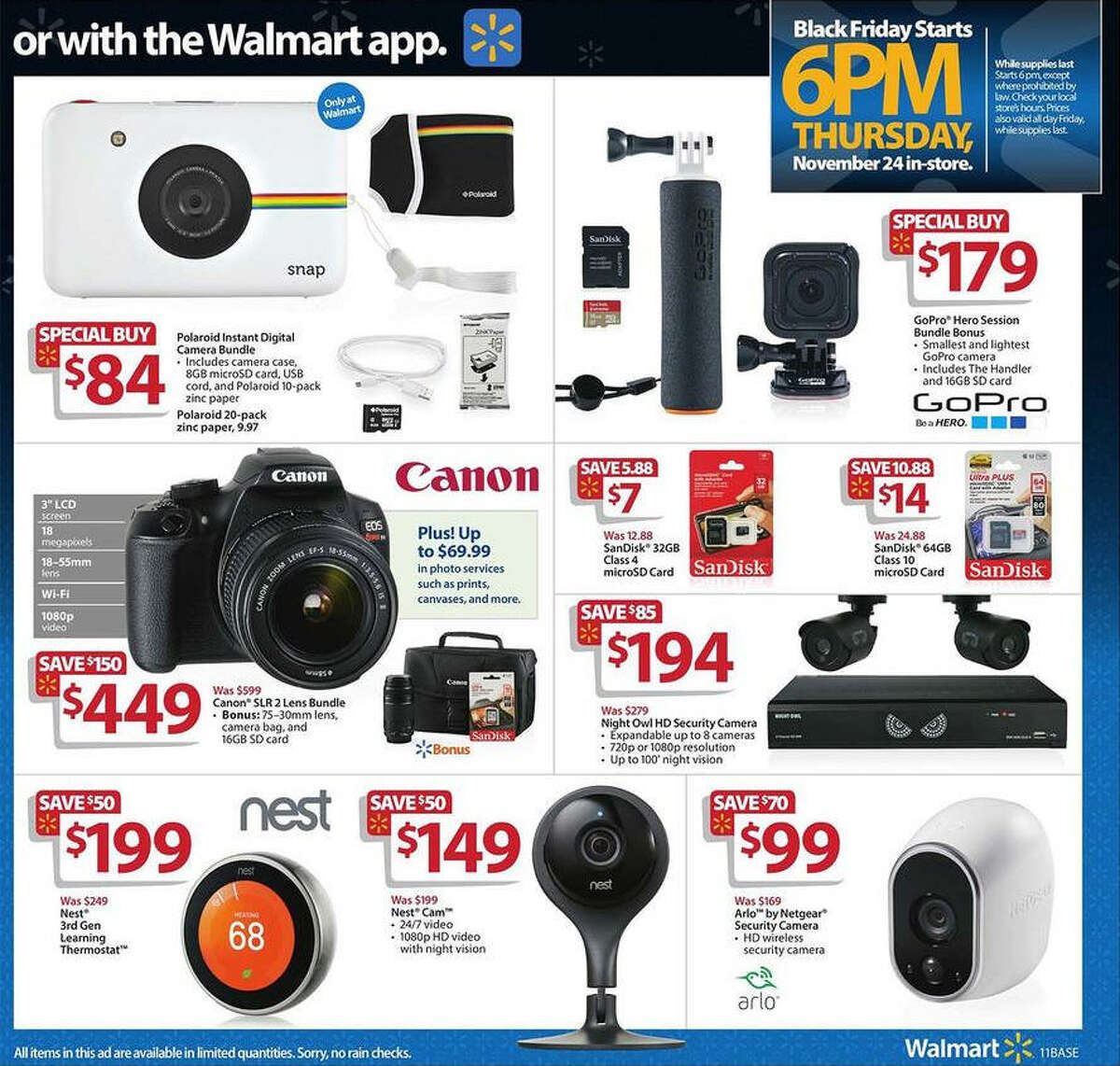 A screenshot of Walmart's Black Friday circular advertisements for 2016.