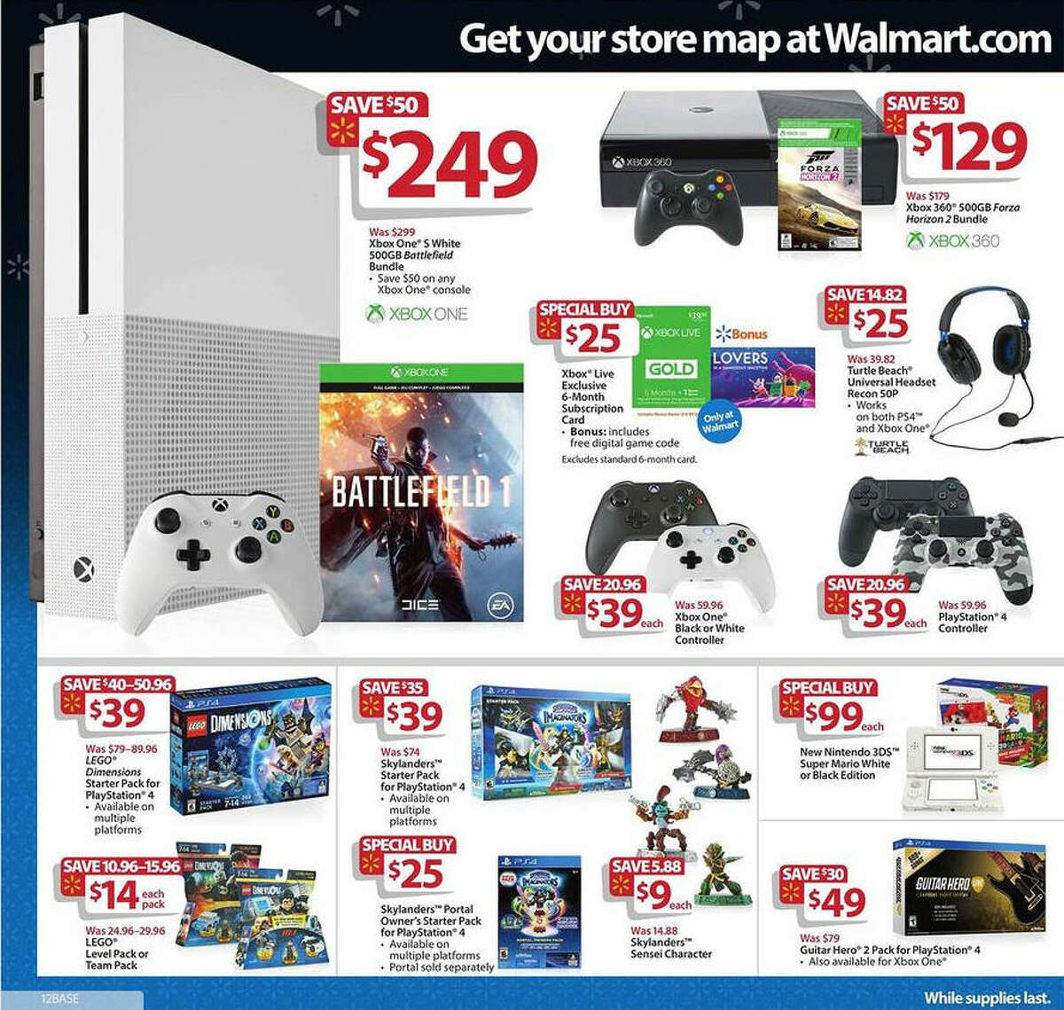 A screenshot of Walmart's Black Friday circular advertisements for 2016.