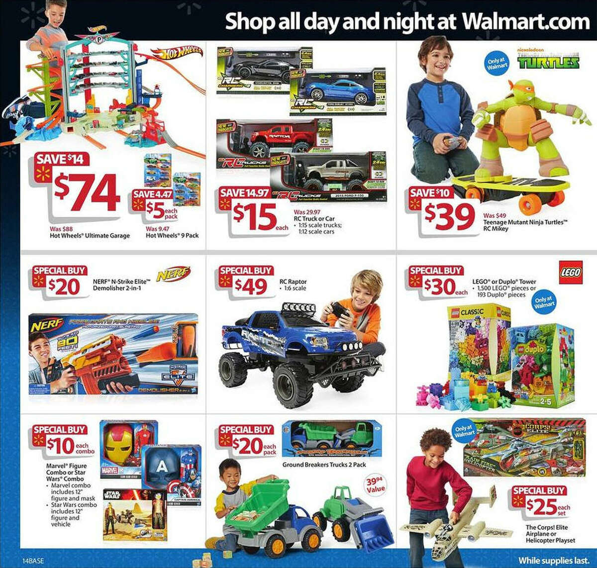 A screenshot of Walmart's Black Friday circular advertisements for 2016.