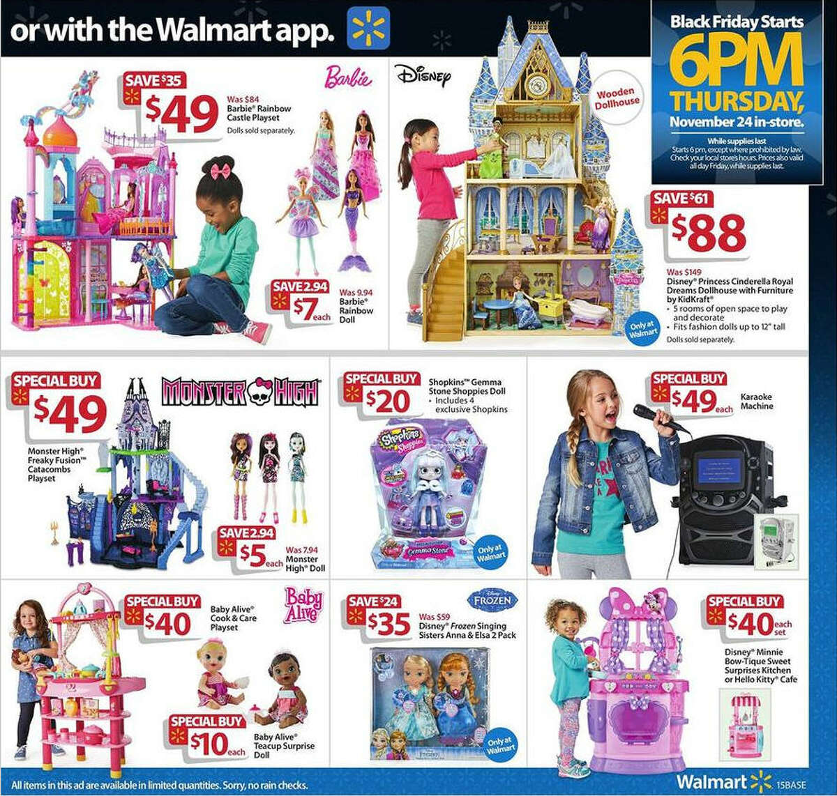 A screenshot of Walmart's Black Friday circular advertisements for 2016.