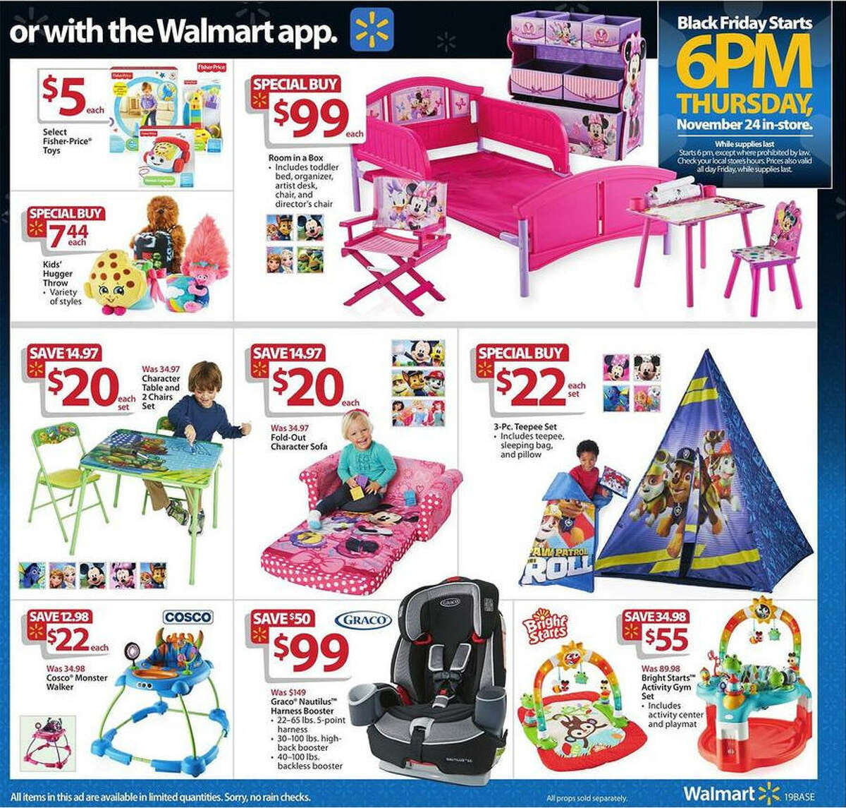 A screenshot of Walmart's Black Friday circular advertisements for 2016.