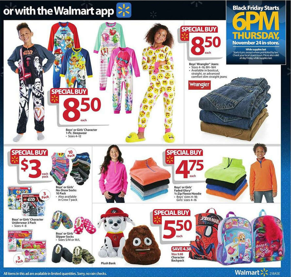 A screenshot of Walmart's Black Friday circular advertisements for 2016.