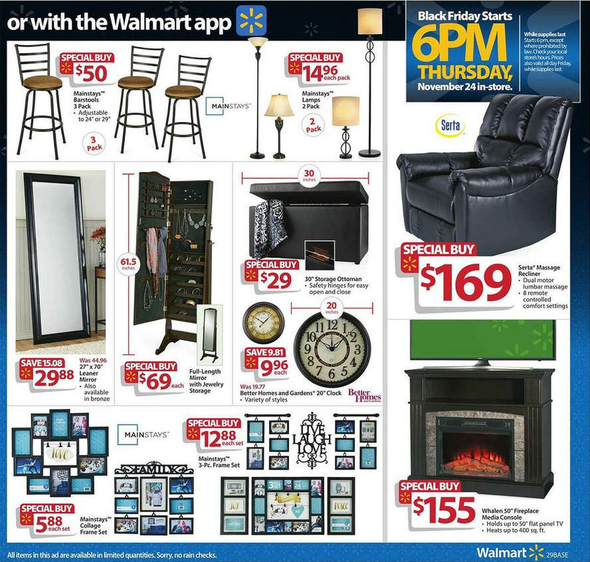 A screenshot of Walmart's Black Friday circular advertisements for 2016.