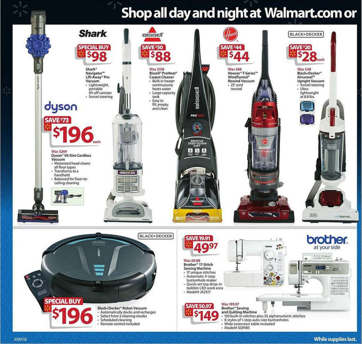 A screenshot of Walmart's Black Friday circular advertisements for 2016.