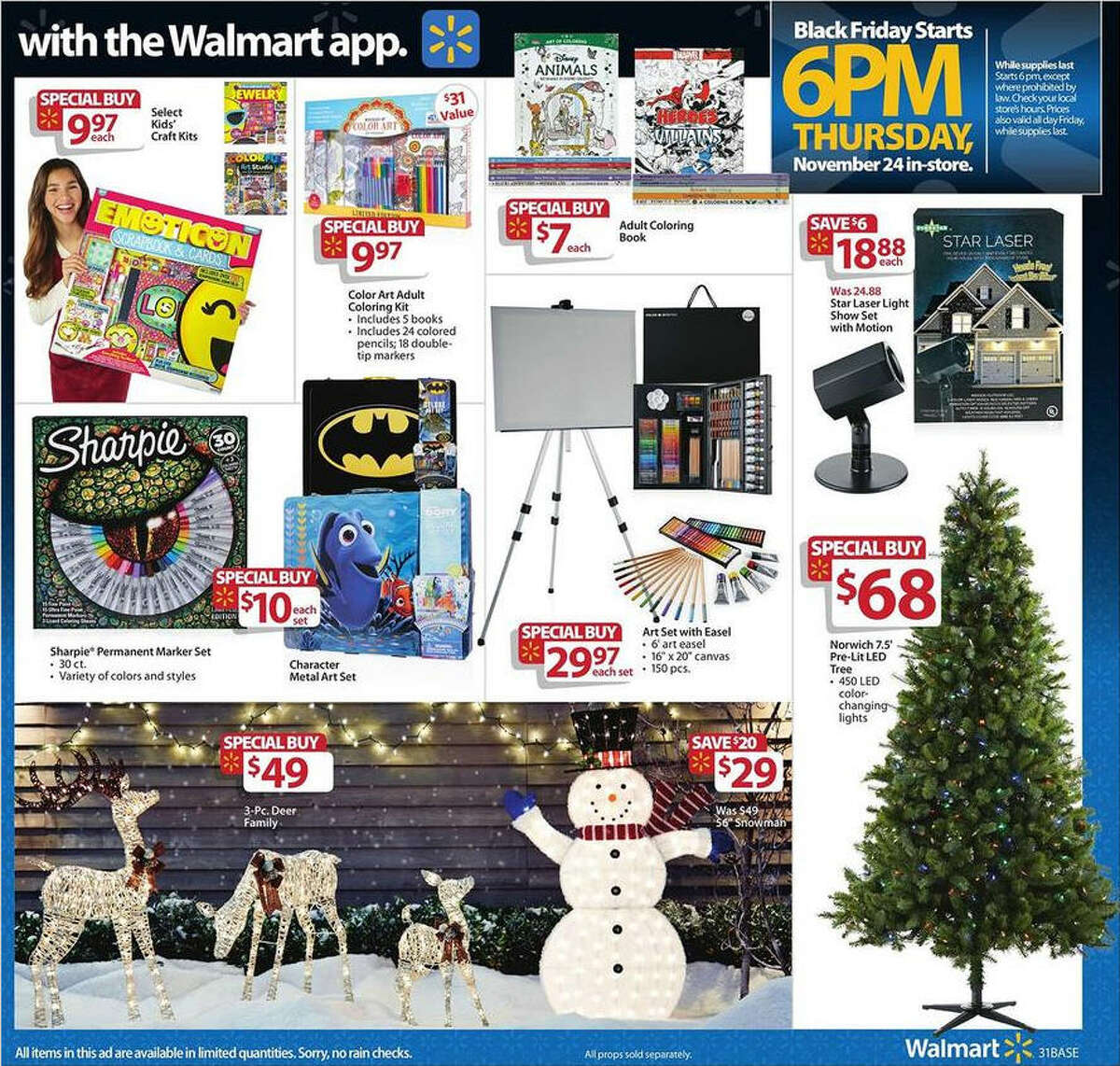 A screenshot of Walmart's Black Friday circular advertisements for 2016.