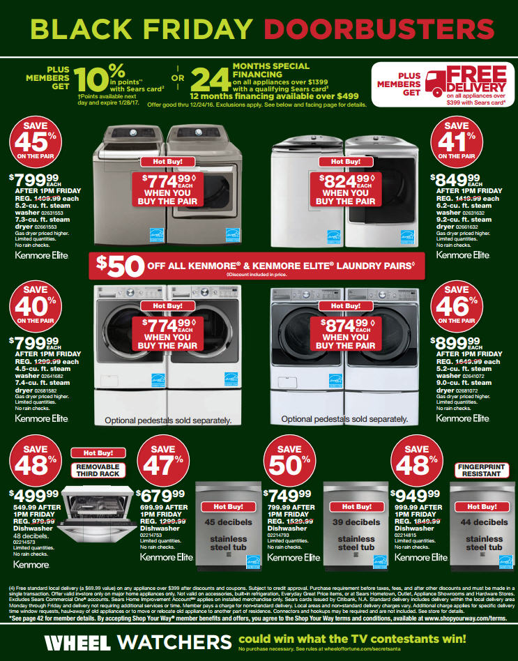 Sears black friday 2025 washer and dryer