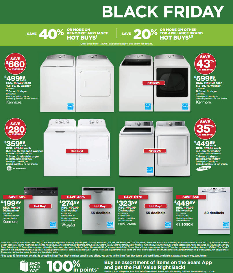 Sears black friday clearance washer and dryer