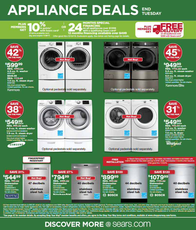 Sears black friday washer and dryer cheap