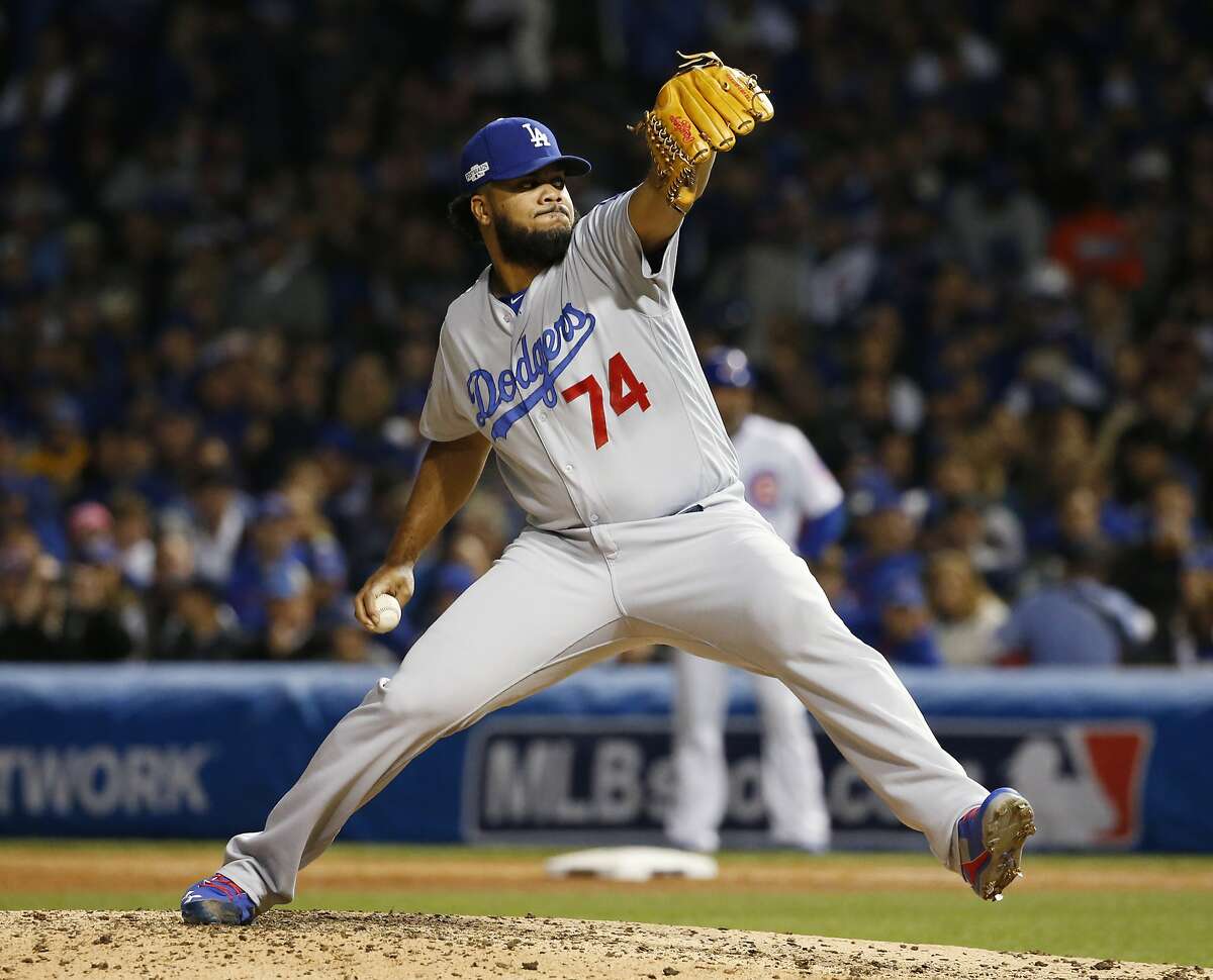 Los Angeles Dodgers relief pitcher Kenley Jansen (74) throws during the sixth inning of Game 6 of the National League baseball championship series against the Chicago Cubs, Saturday, Oct. 22, 2016, in Chicago. (AP Photo/Nam Y. Huh)