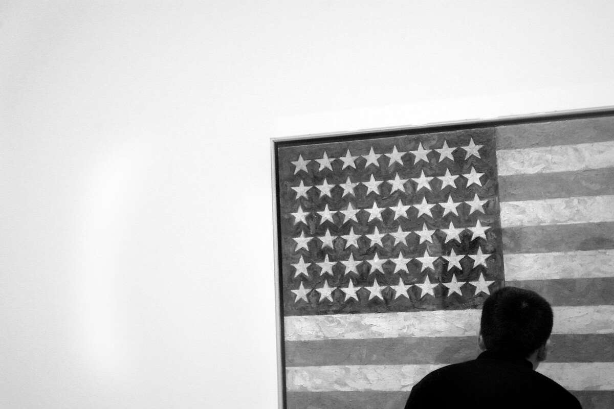 sfmoma050_ckh.jpg "Flag" 1958, by Jasper Johns.Christina will be visiting SFMOMA several times in the next weeks shooting an essay on SFMOMA in honor of the museum's 10th anniversary. In order to get the ball rolling, Chirstina will meet with SFMOMA Senior Public Relations Associate Sandra Farish Sloan at 11 am. .CHRISTINA KOCI HERNANDEZ/CHRONICLE contest yip more