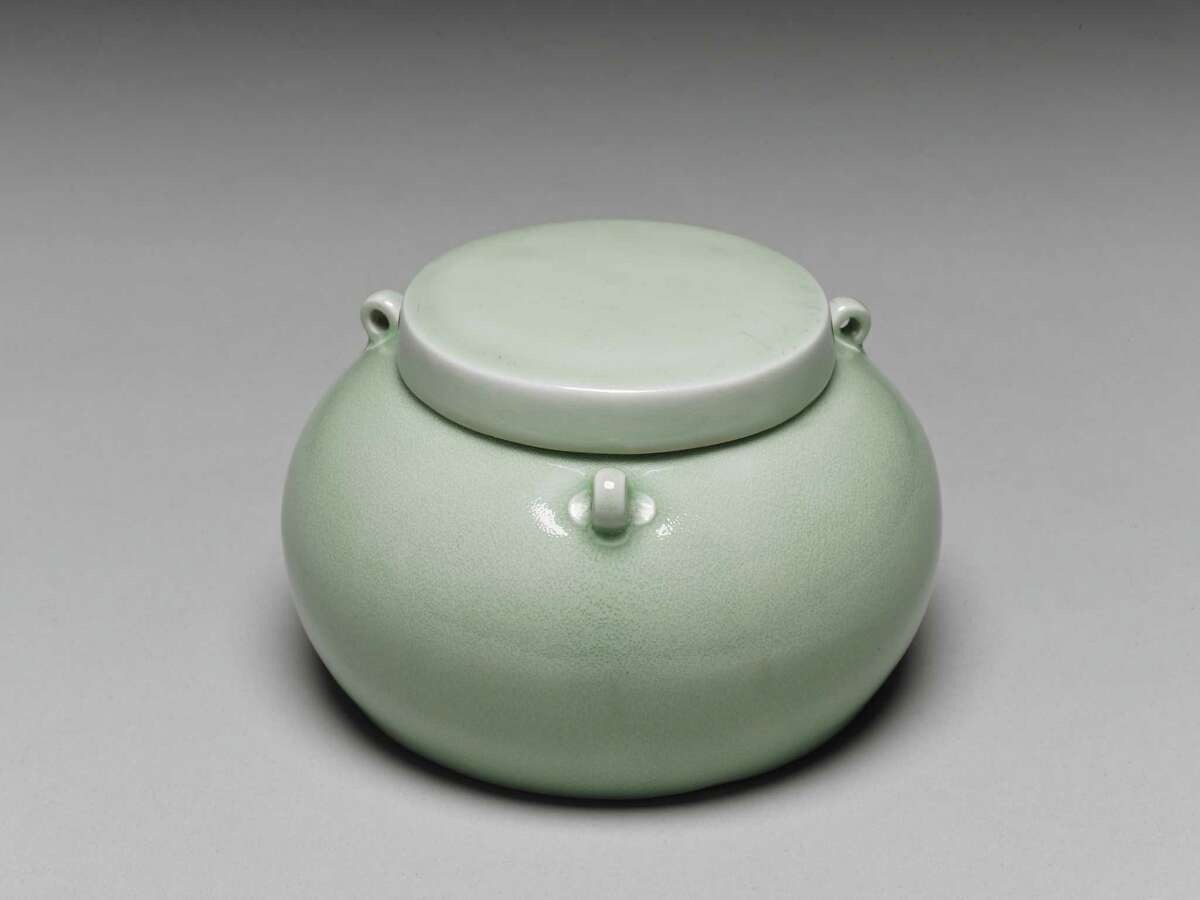 This Emperor Yongle-era jar with a pale-green glaze is among the objects on view at the Museum of Fine Arts, Houston.
