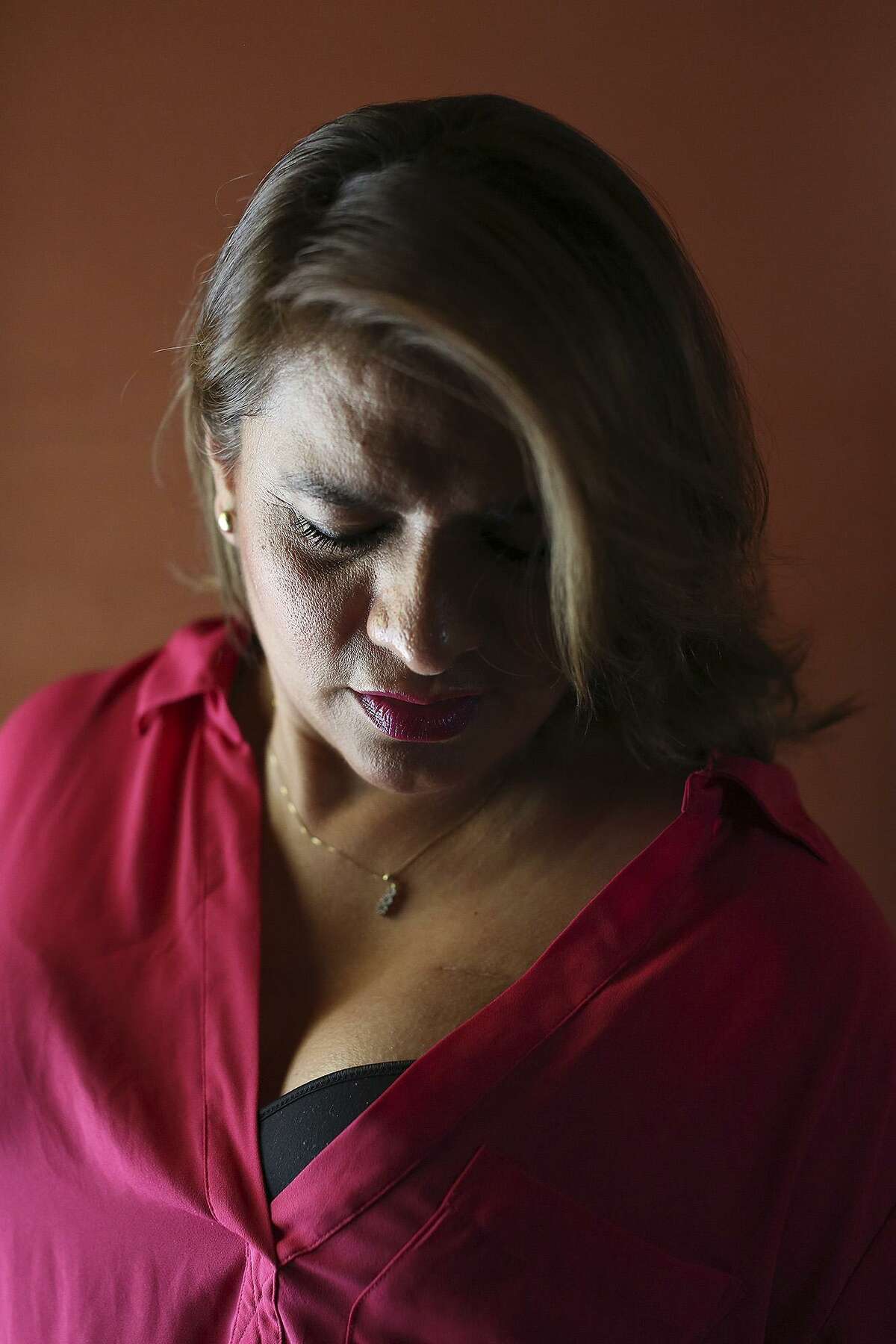 Lilia Rios, who is in the process of breast reconstruction after a double mastectomy, at her home in San Antonio on Tuesday, Nov. 1, 2016.