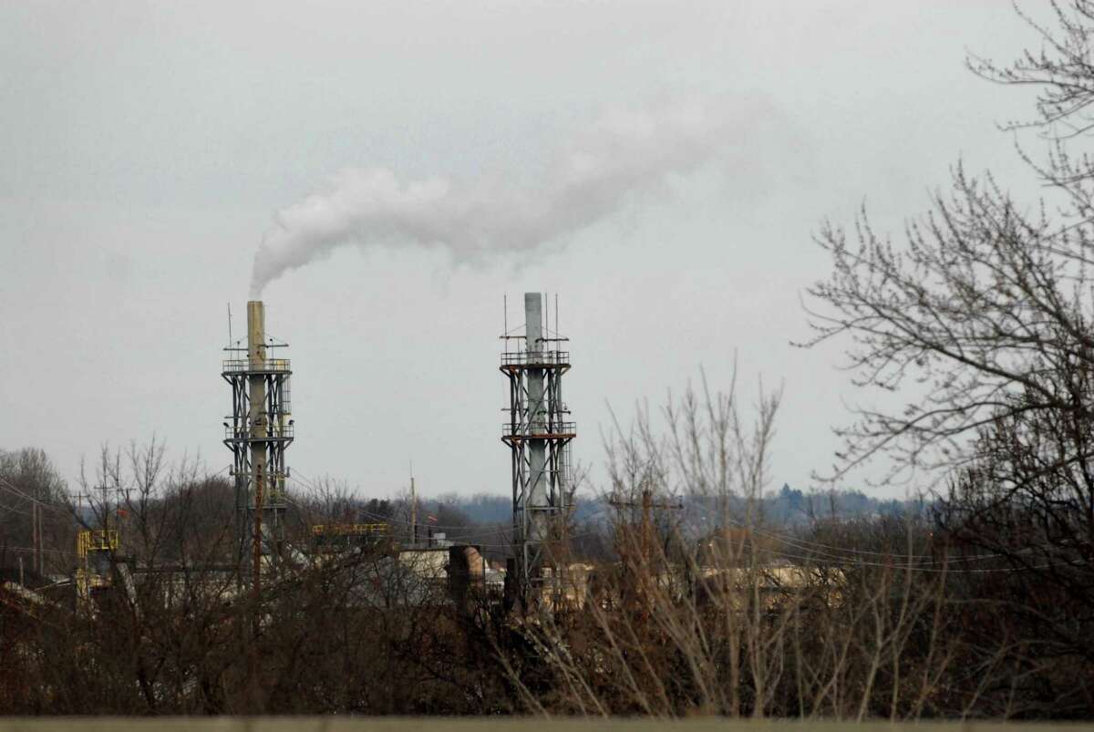 A view of the emission stacks at the Norlite plant on Monday, Jan. 11, 2010, in Cohoes, N.Y. (Paul Buckowski / Times Union archive)