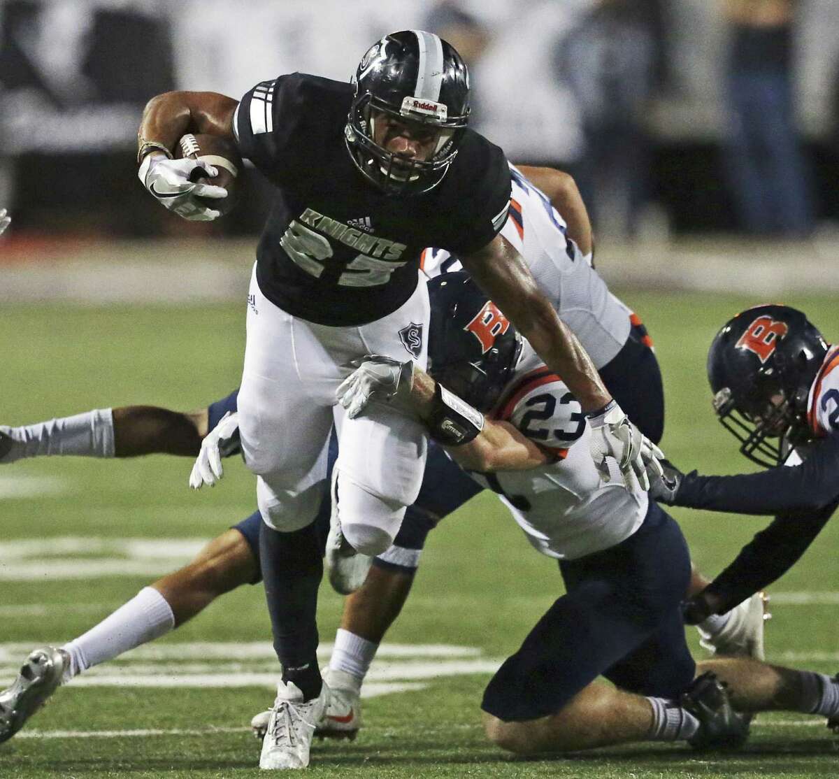 A 2016 file photo of Steele running back Brenden Brady in a Class 6A Division II bi-district playoff game at Lehnhoff Stadium.