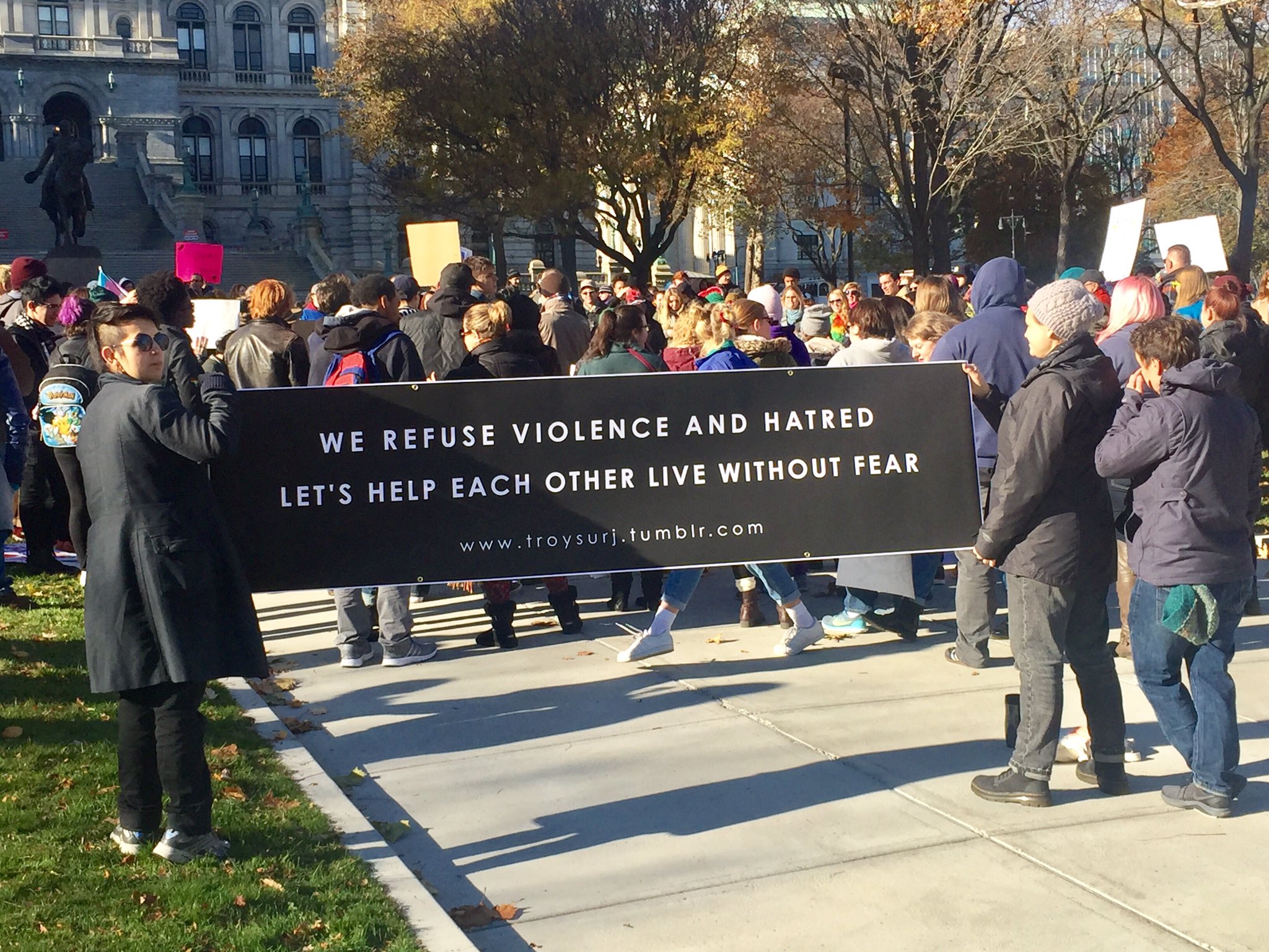 Anti-Trump protesters rally in Albany