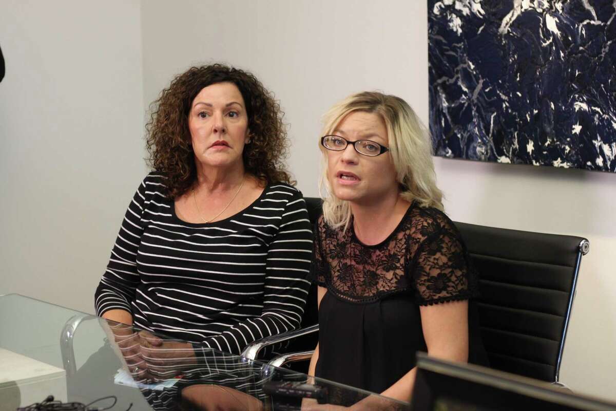 Sarah “Blake” Cornish (right) speaks at a news conference Monday announcing a wrongful death lawsuit against the teen driver who hit and killed Cornish’s husband, Robert “Bobby” Cornish.