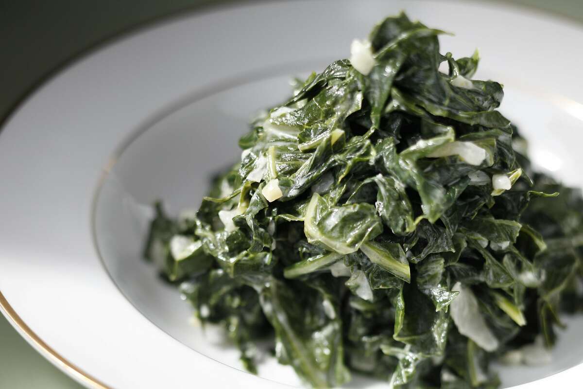 Hibiscus's coconut-creamed collards as seen in San Francisco, Calif., on November 3, 2010. Food styled by Janny Hu.